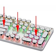 Typewriter Style Mechanical Gaming Keyboard RGB Backlit Wired with Blue Switch Retro Round Keycap 104 Keys Keyboard (R-White)