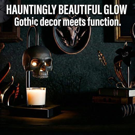 Skull Candle Warmer Lamp with Timer & Dimmer – Adjustable Height Gothic Candle Lamp (Candles Not Included)