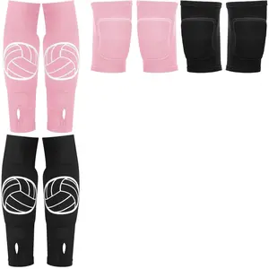Set Volleyball Knee Pads and Volleyball Arm Sleeves with Protection Pad Compression Forearm Wrist Guard with Thumb Hole Soft Breathable for Hitting Passing