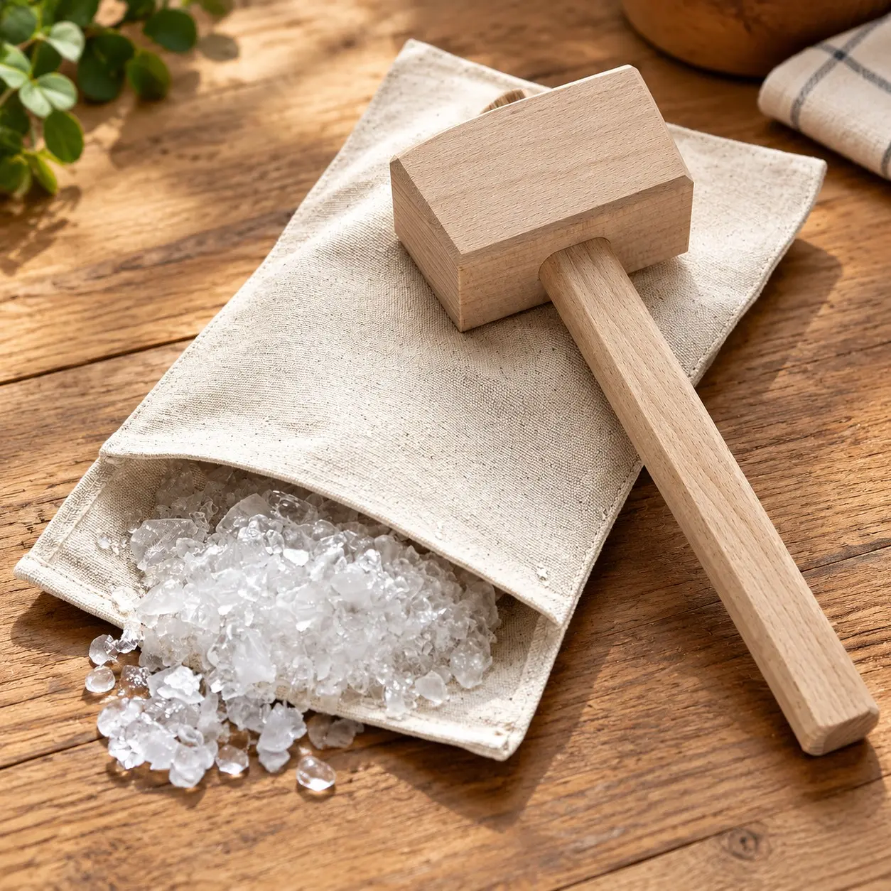 Ice Mallet and Lewis Bag Set, Wooden Hammer & Canvas Bag for Crushed IceGift