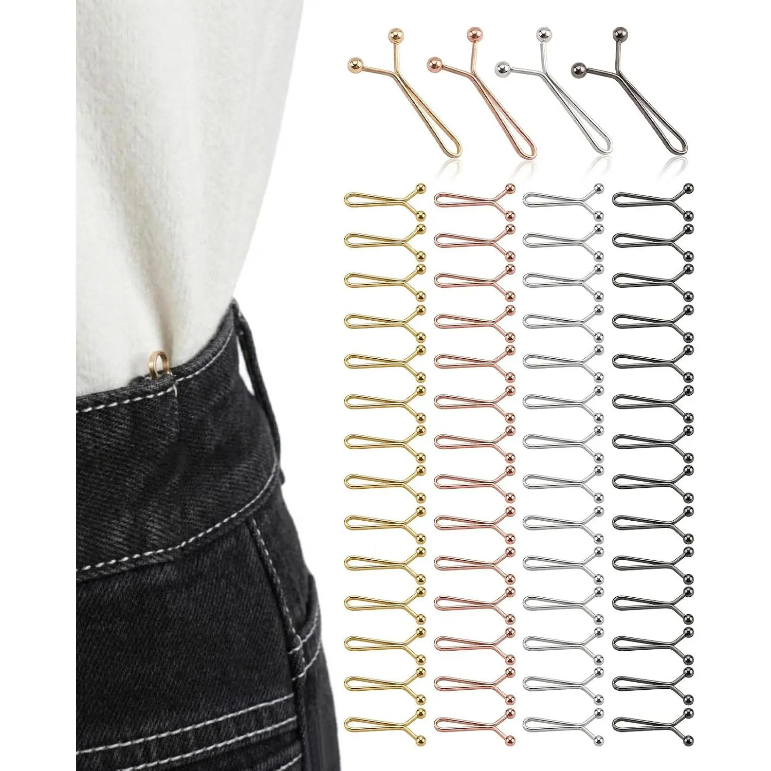 60 count Pants  Tightener Clip,  Jeans Tightening Clips, Adjustable Pant Tighteners for  Women