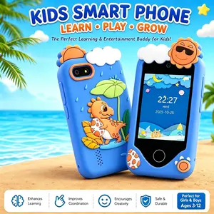 Kids Digital Smartphone Toy, Cute Cartoon Mini Phone with Alarm Clock, Timer, 44 Games, IPS Touchscreen, Dual Camera, Video/music Player, Perfect Gift