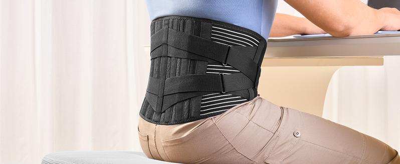 UGEM Back Braces for Lower Back Pain Relief with 6 Stays, Breathable Back Support Belt for Men/Women for work , Anti-skid lumbar support belt with 16-hole Mesh for sciatica(M)