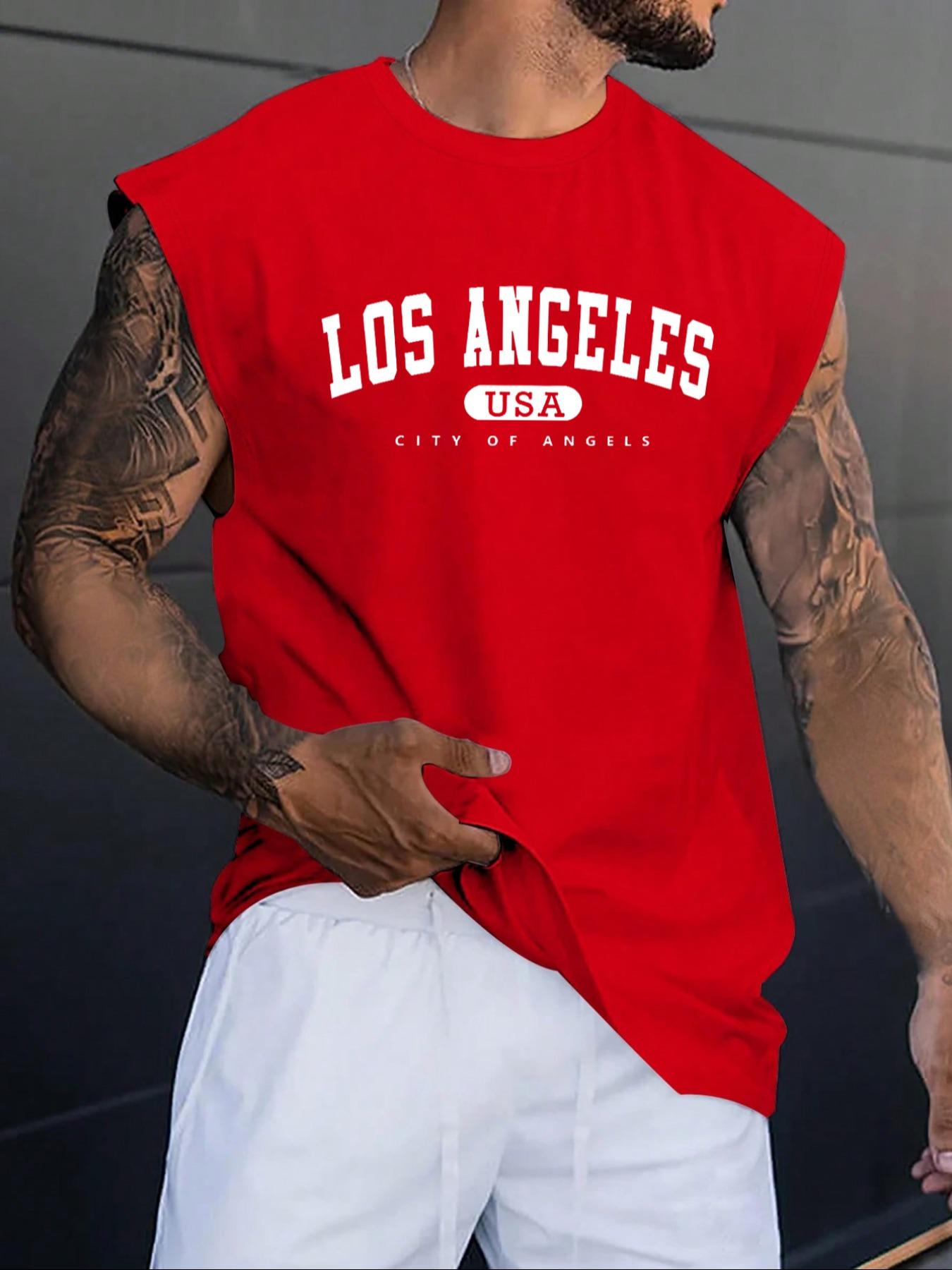 Men's American Flag, Letter & Graphic Print Round Neck Tank Top, Regular Fit Casual Quick Drying Sleeveless Top for Gym Workout Running, Men's Clothes for Summer, Activewear