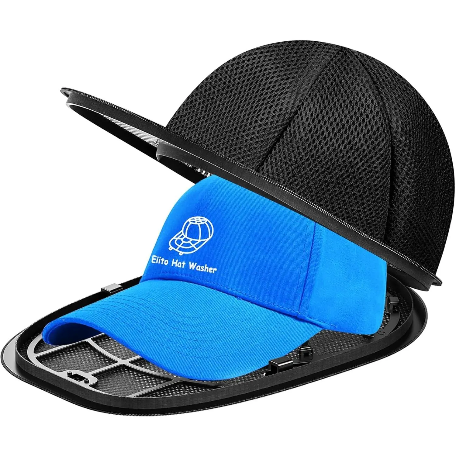 Hat Washer Cage,Hat Washing Machine with Frame Cage and Hats Washer Bag,Baseball Hats Washers,Suitable for Adult and Kid's 1-Pack Black