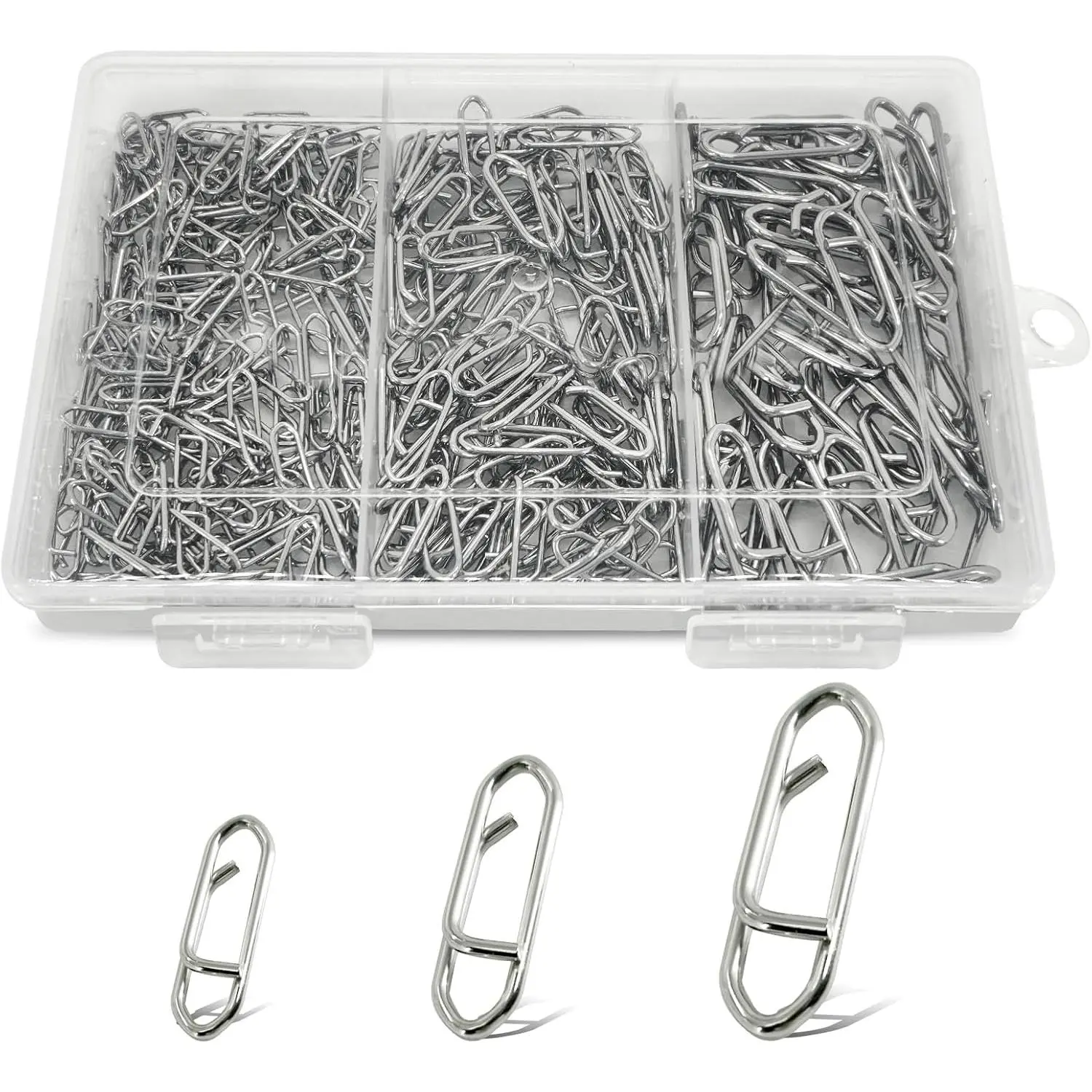 200 count Fishing Speed Swivel Snap Clips, Quick Release Lure Connector S/M/L | Upgraded Stainless Steel Fishing Quick Clip, Fit for Freshwater Saltwater Gear Tackle