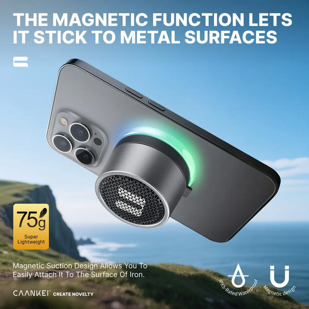 Portable Magnetic Bluetooth-compatible Speaker, RGB LED Gradient Light, TWS Function, Hands-Free Call, Wireless Audio for Phone, Tablet, Laptop, Hands Free Speakerphone