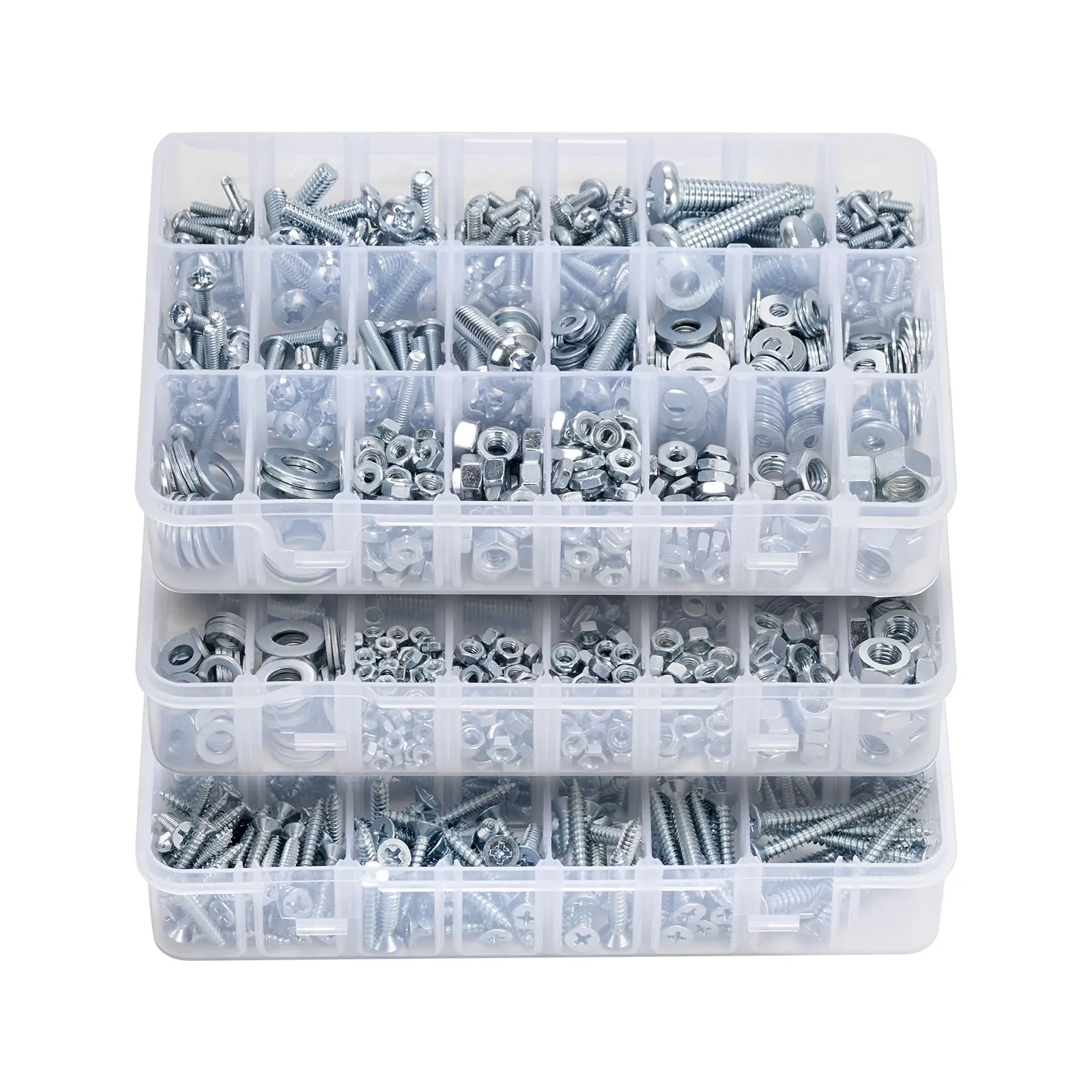 VEVOR 2250 Pcs Bolts and Nuts Assortment Kit, Metric+ Imperial Machine Screws and Flat Washers, Alloy Steel M3/M4/M5/M6/M8 Multiple Size, for Equipment/Vehicle Assembly, Galvanized White