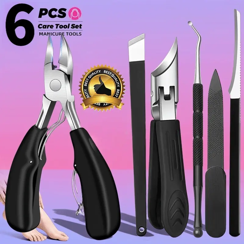 Professional Manicure Pedicure Tool Kit, 6/7 Piece Nail Care Set, Thick Nail Clippers, Dead Skin Remover, Foot Care Tools