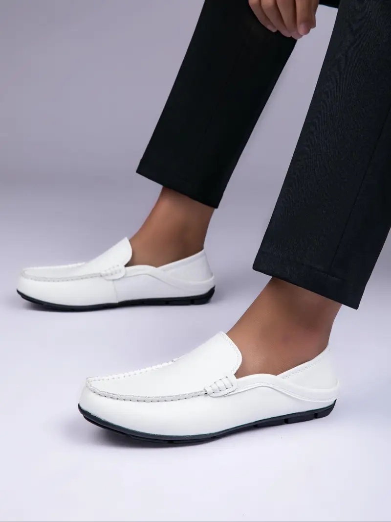 Men's Business Style Solid Color Slip-on Loafers, Casual Comfortable Breathable Walking Shoes, Fashionable Shoes for Daily Wear, Boy