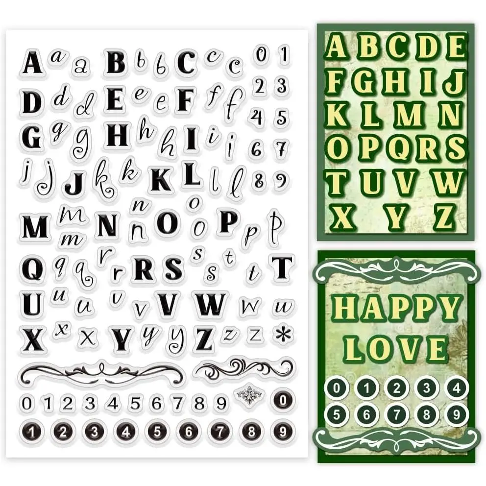 26 Alabet Letter Clear , Number   Capital Lowercase Letter Rubber  Transparent Seal  for Card Making Decor oto Album Scrapbooking, 8.3x5.8inch/21x14.8cm