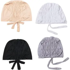 (R) 4 Pack Elastic Modal Chemo Caps for Women Soft Breathable Turban Hats,Sleep Caps, Hijab Undercap Beanie