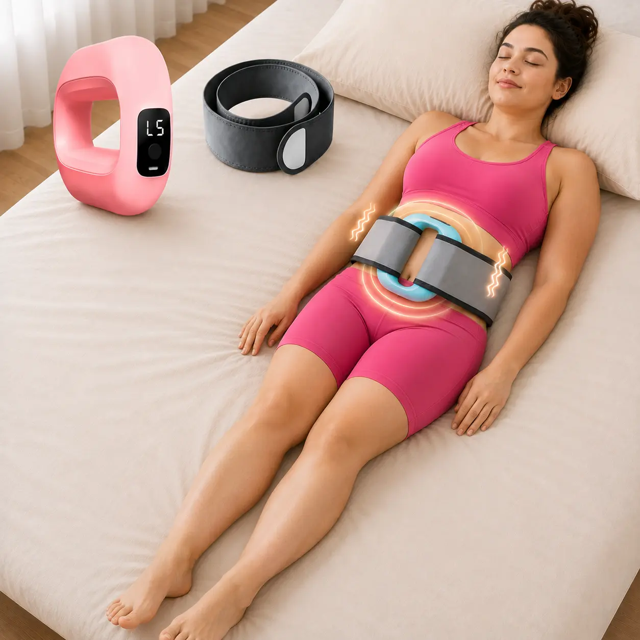 VITFIT Unisex Compact Silicone Adjustable Vibration Ring Fascia Muscle Massager, Waist Wear Portable Hands-Free Tool for Abdomen-Leg Myofascial Release, Deep Tissue Relief for Home Use, Muscle Massagers