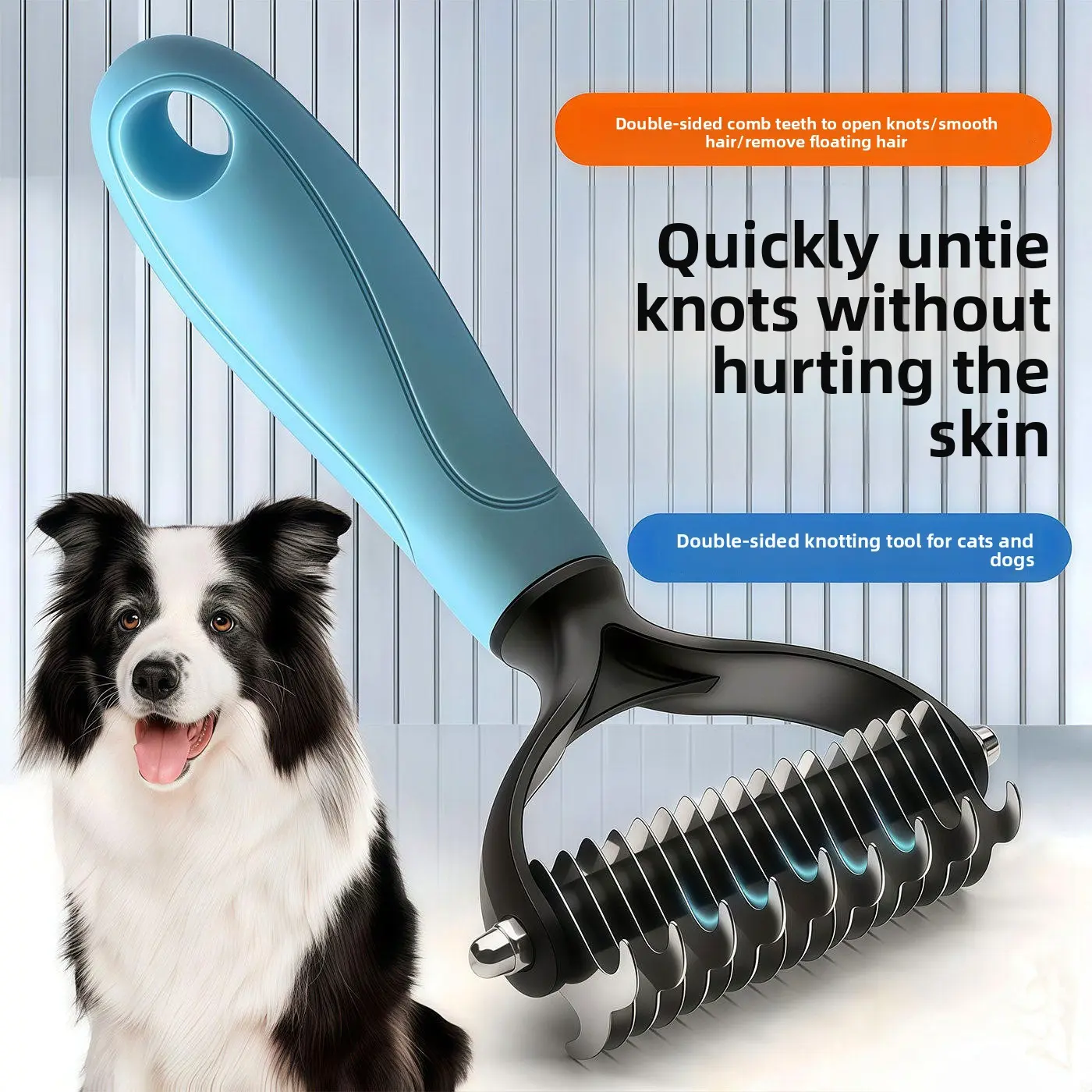 Dog Knot Remover Comb Professional Pet Grooming Brush for Dogs Cats Deshedding Tool Removes Loose Fur Tangles Mats Dematting Comb for Long Short Hair