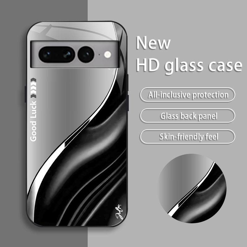 Suitable for [Google Pixel 7 Pro] Simple silk gradient glass phone case, affordable, fully shockproof, drop-proof and wear-resistant-888