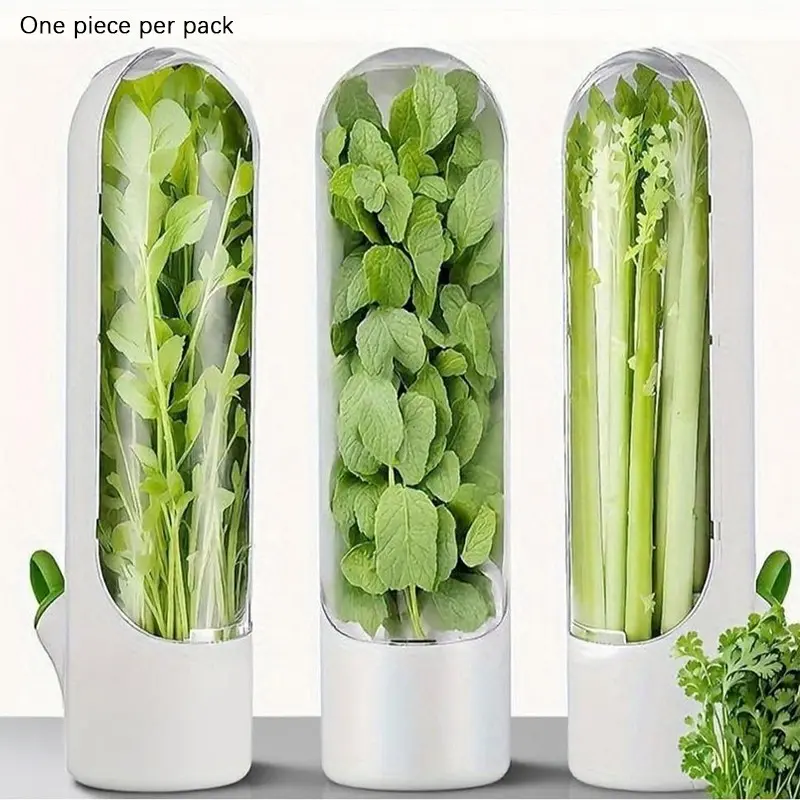 Herb & Vegetable Freshness Kit, Mint & Cilantro Preserving Cup with Hydroponic Storage Jar, High-Quality Plastic Kitchen Food Organizer Containers