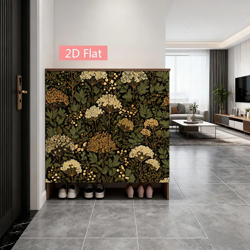 2D Seasonal Floral Wall Sticker, Autumn Plant Wallpaper, Leaf Self-Adhesive, Vintage Pattern Home Decor, Bedroom, Living Room, Cabinet
