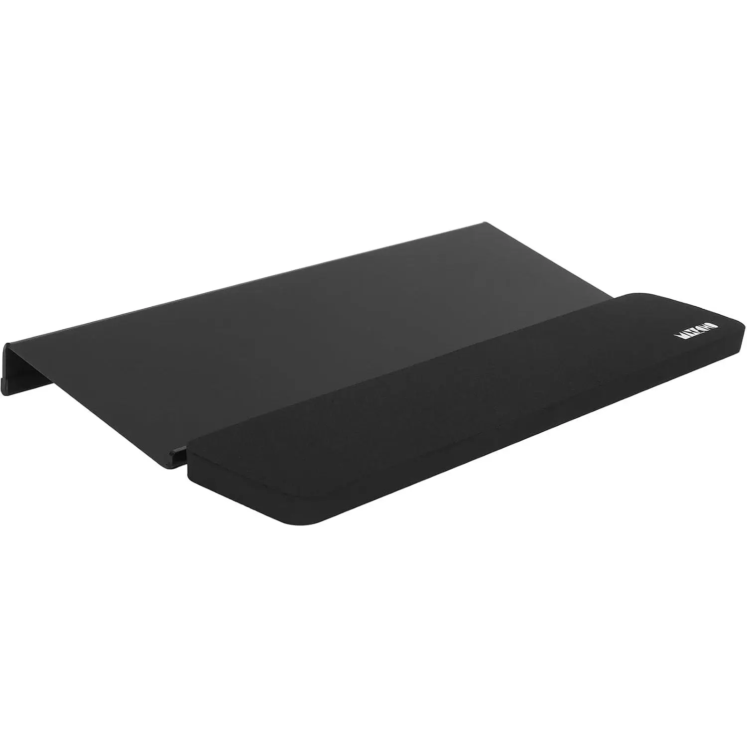 Minimalist Synthetic Computer Riser - 16.9x5.5in Wide Black Laptop Riser Desk Holder, PC Stand with Height Adjustment, Multi-Size Fit, Anti-Slip Base, Tilted Design, Wrist Arm Rest Support Pad