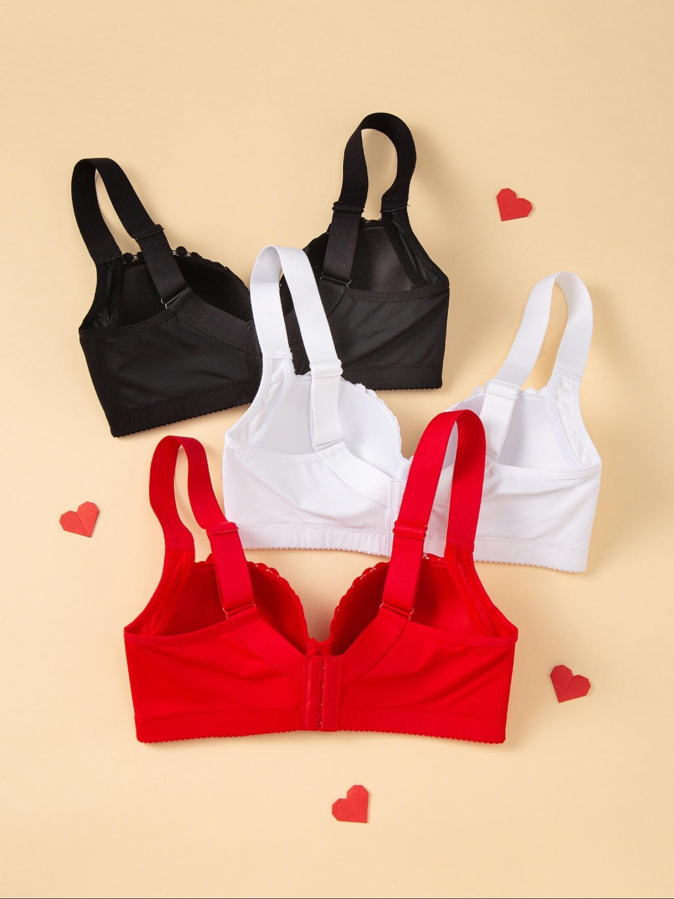 Women's Solid Color Push Up Bra, Soft Comfortable Breathable Adjustable Strap Bra, Fashionable Lingerie for All Seasons, Scallop Detail Bra