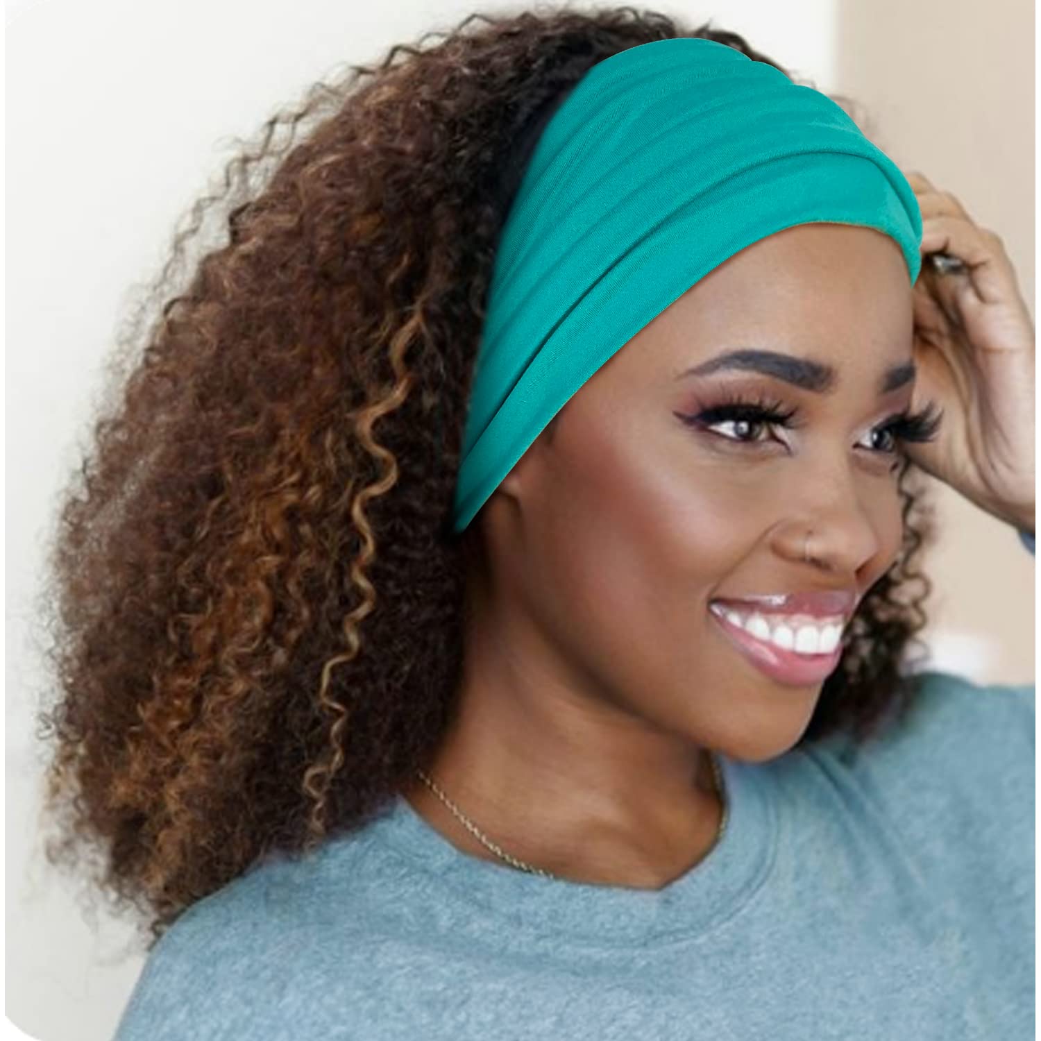 10Pcs/Pack Women Headbands African Wide Hair Wrap Turban Twist Headband for Women Large Sport Workout Stretch Non-slip Big Hair Bands