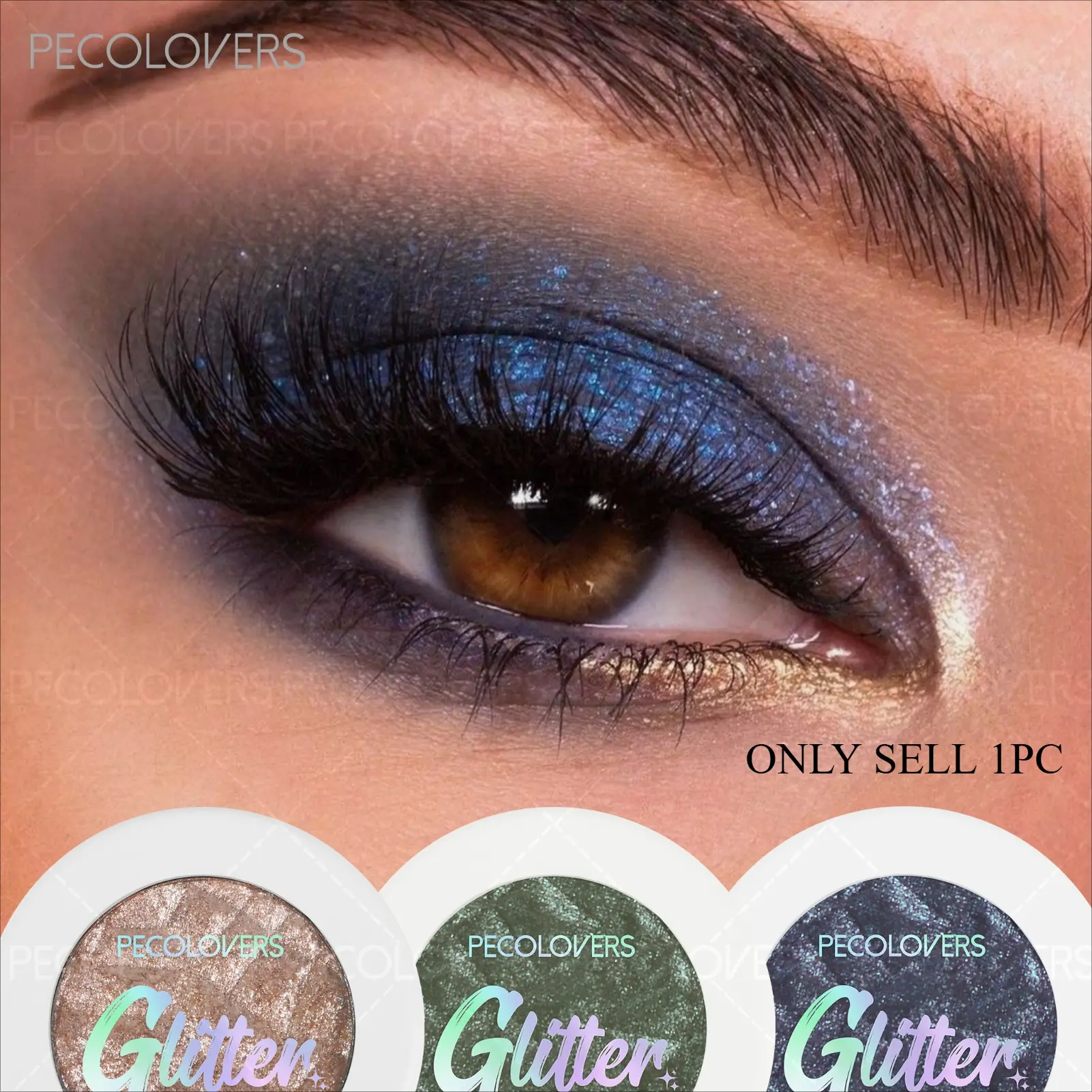 1 Pcs Glazed Dark Green Glitter Eyeshadow Palette, Pearly Lustre Waterproof Long-Lasting, Chunky Sparkle Music Festival Party Makeup Cosmetic, Shimmer Eyeshadow Cream