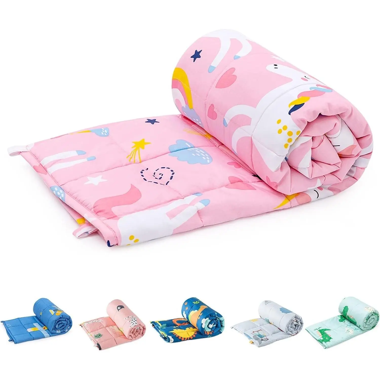 Cotton Weighted Blanket for Sleeping, 36"x48" 5 lbs - Cooling, Breathable & Soft, Glass Bead Filled, Washable Heavy Throw for Calming, Sleep & Nap, Pink UnicornGift