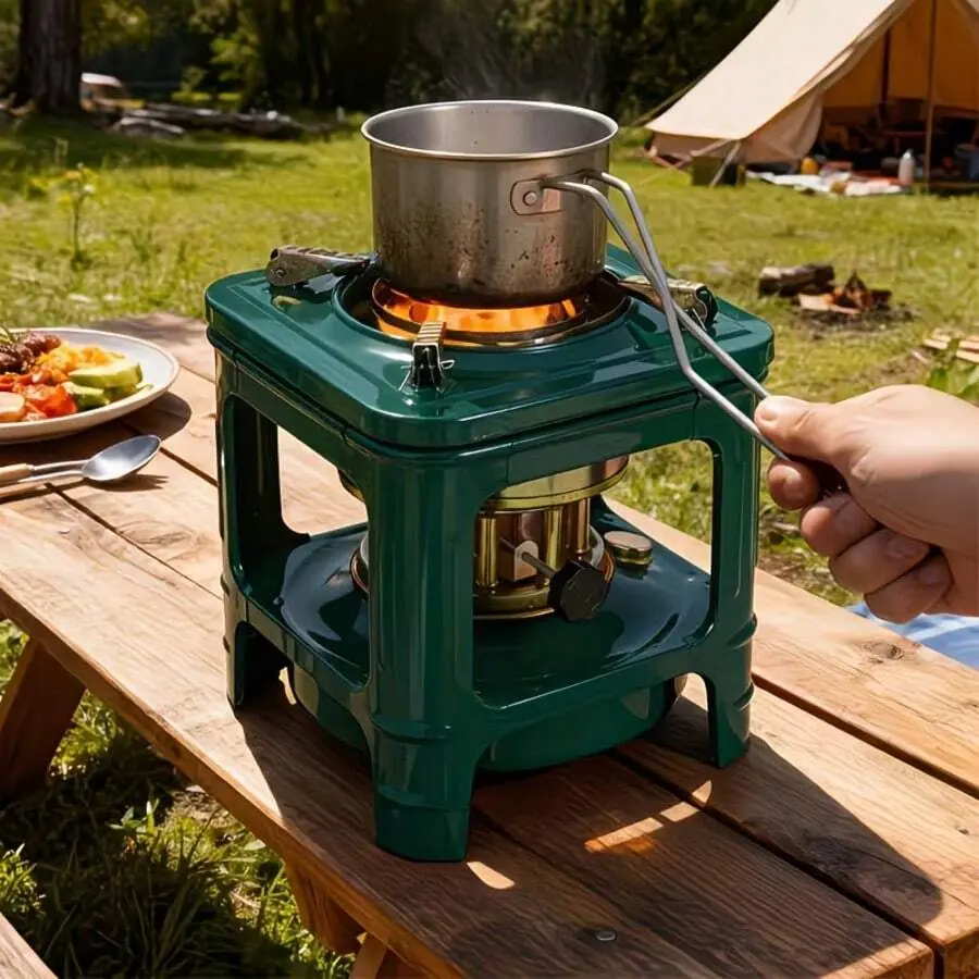 16-Core Kerosene Camping Stove, A Portable Outdoor Heating And Cooking Device Suitable For 2-3 People. Equipped With A Windproof Metal Burner And Sturdy Support Frame, This Compact Heater Is Ideal For Boiling Water, Cooking, And Backpacking Trips.