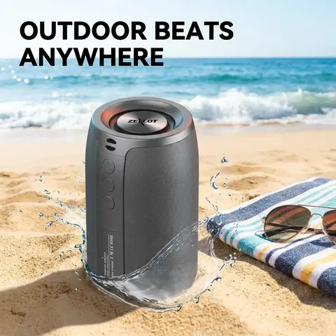 ZEALOT S32 Portable Wireless Bluetooth Speaker Outdoor Portable Audio, Rechargeable IPX4 Waterproof Speaker with Stereo Pairing for iOS & Android, Deep Bass Desktop Outdoor Beach Speaker Rechargeable Waterproof Speakers #GLOBAL PICKS