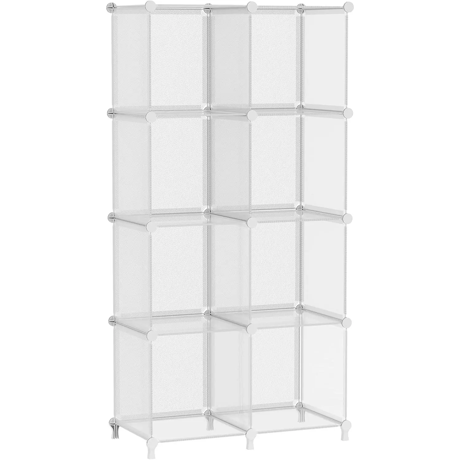 8 Cube Storage Organizer, Closet Organizer Storage Shelf, Bookcase Bookshelf, DIY Stackable Storage Cubes Shelves for Closet, Bedroom, , Office, Transparent Twill