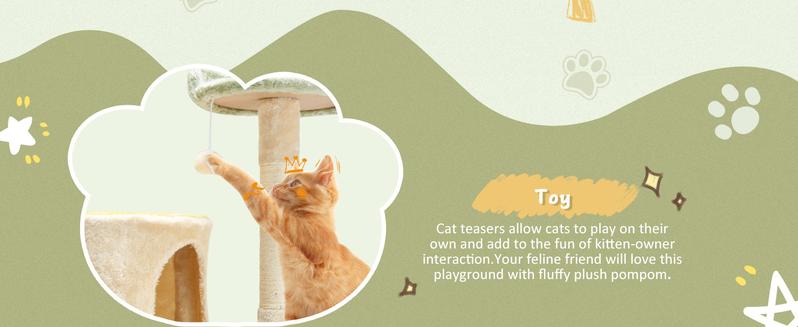 65" Flower Cat Tree Tower Cats Furniture, Multi-Level Cat Condo Activity Center Kitten Play House