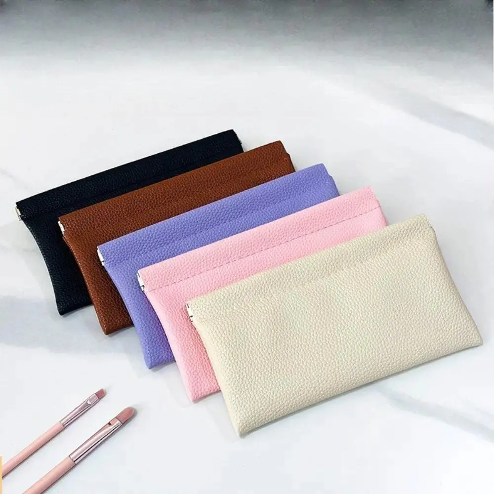 Unisex Lychee Pebbled Squeeze Coin Purse, Snap‑Close Foldable Multi‑Function Business Pouch, Hangable Scratch‑Proof Anti‑Theft Large‑Capacity Coin Holder Wallet for Men Women Daily Business Use