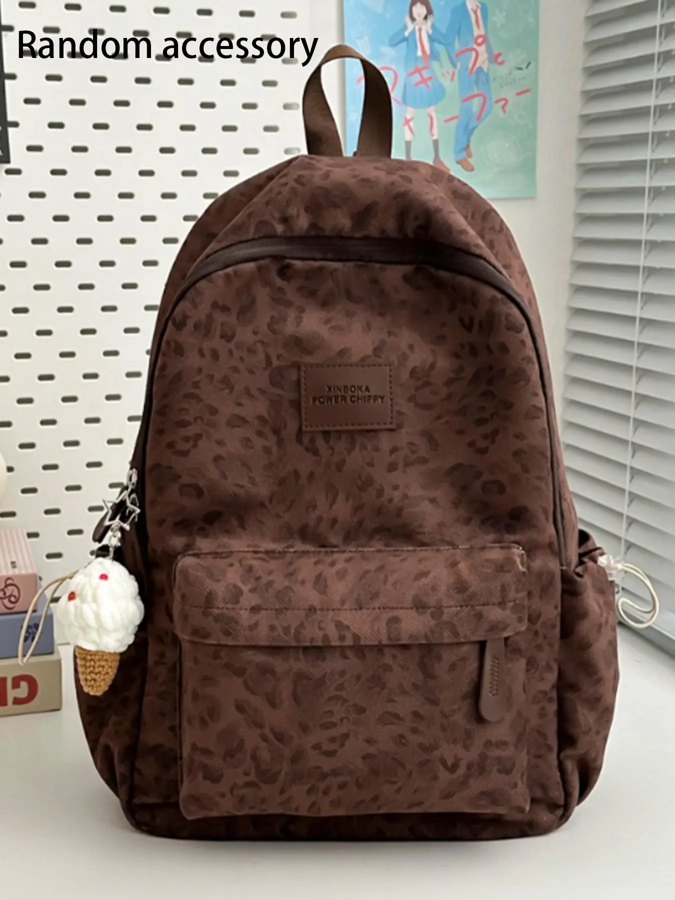 Large Capacity Women's Backpack, Lightweight Shoulder Bag, Zip Closure, Fashionable Casual Style, Ideal for Students, School, Commute, Shopping （Random accessory）