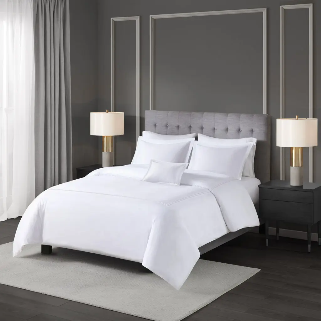 Nokaa 100% Cotton Sateen Embroidered Comforter Set King/Cal King – 5-Piece Bedding with Duvet Cover, Shams, Decorative Pillow, Hypoallergenic Down Alternative Insert, Oeko-Tex Certified, White
