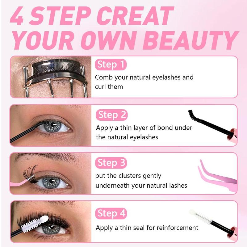 Mixed Length and Color DIY Eyelash Extension Set, Self-Application Volume Cluster Lashes, Rainbow Wispy Individual Lash Clusters, Individual Lash Extensions