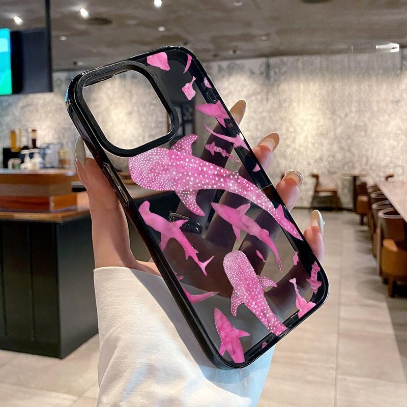 Phone case for iPhone 17 Pro Max 16 15 14 Plus 13 12 11 Air 11 Marine Life Ink Art Sharks Anti-Yellowing Shockproof durable ultra-thin Crystal Cover