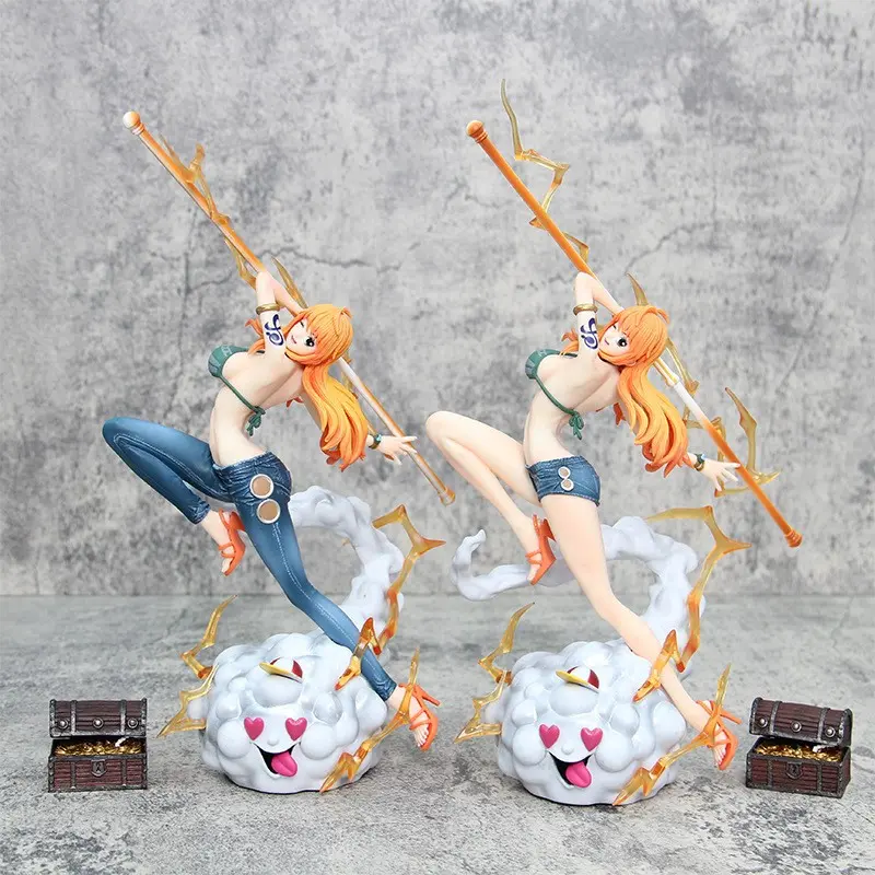 One Piece Nami Battle Collectible Figurine, Dual Versions Available, Dynamic Pose, Hair, Bikini, 32cm PVC Statue, Perfect Gift for Fans