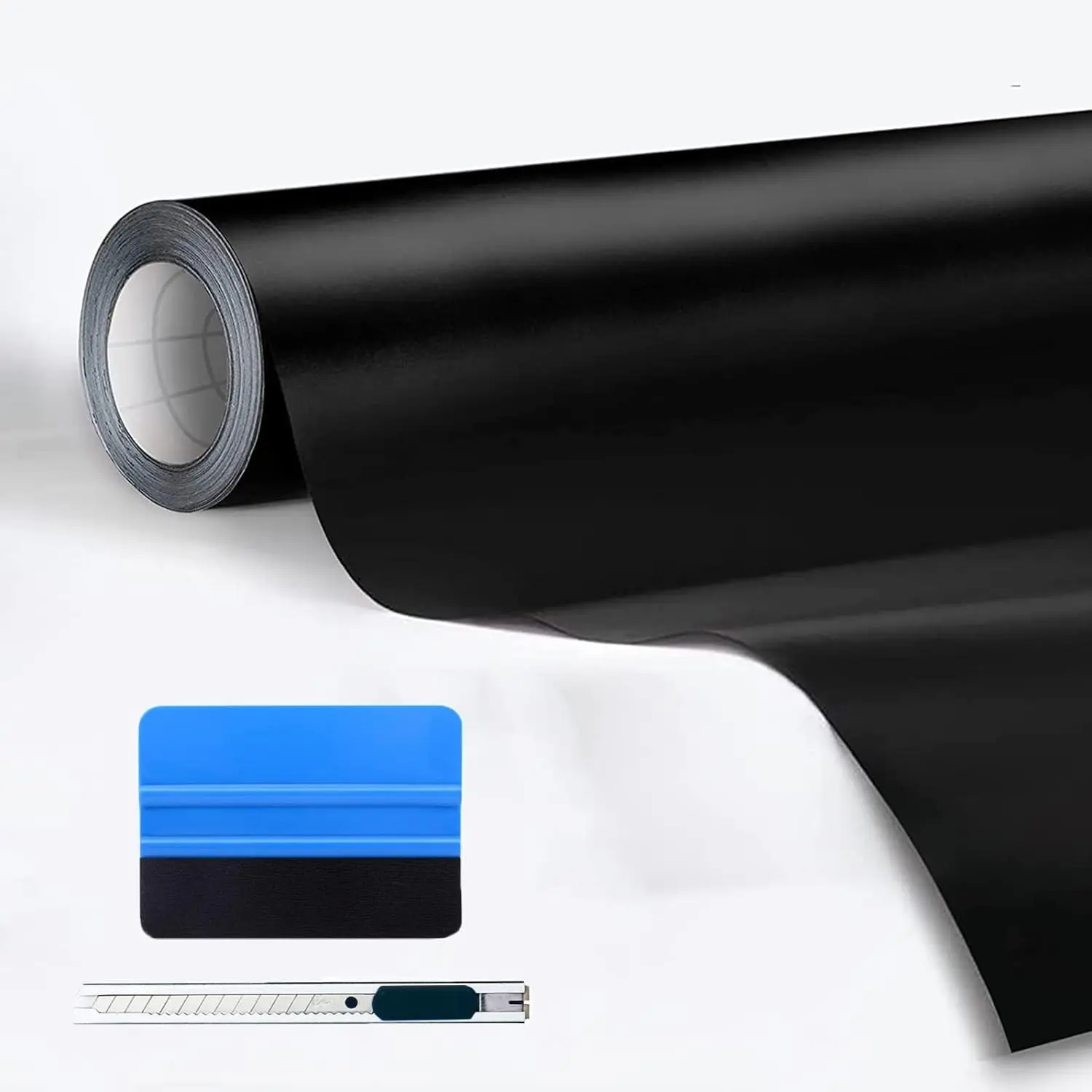 Matte Black Vinyl Wrap Roll 10ft x 1ft with 2 count Tool Kit,  Self Adhesive Film, Vinyl Wrap with Air Release Technology,  for  DIY Exterior Interior  (Matte Black)