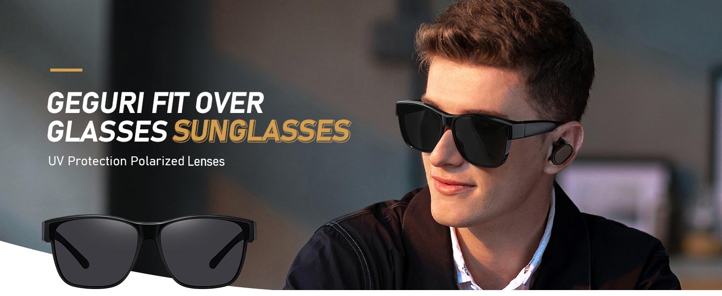 Polarized Sunglasses Fit Over Glasses for Men Women, Oversized Square Sun Glasses UV400 Protection Shades,Face Shadow Polarized Sunglasses Fit Over Glasses, Sunglasses for Women to Go Over Glasses UV Protection Lightweight