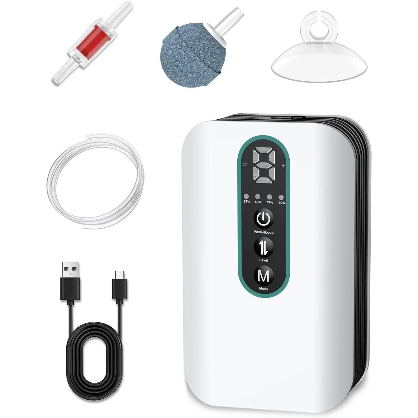 USB Rechargeable  Aerator for Fishing, Portable  Pump for 5 to 100 Gallon Buckets, Livewells and Minnow Tanks