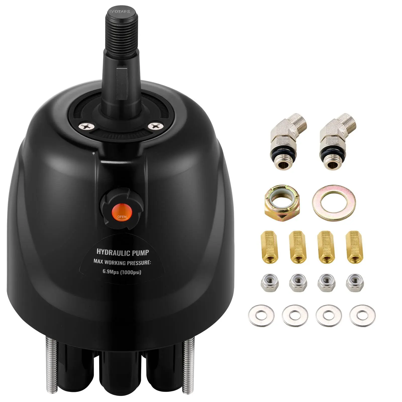 【DealsForYouDays】VEVOR Outboard Hydraulic Steering Pump Helm, 300 HP Aluminum Alloy Hydraulic Pump HH5271-3, Front Mount Lock-to-Lock for Cruiser Boats, Runabouts