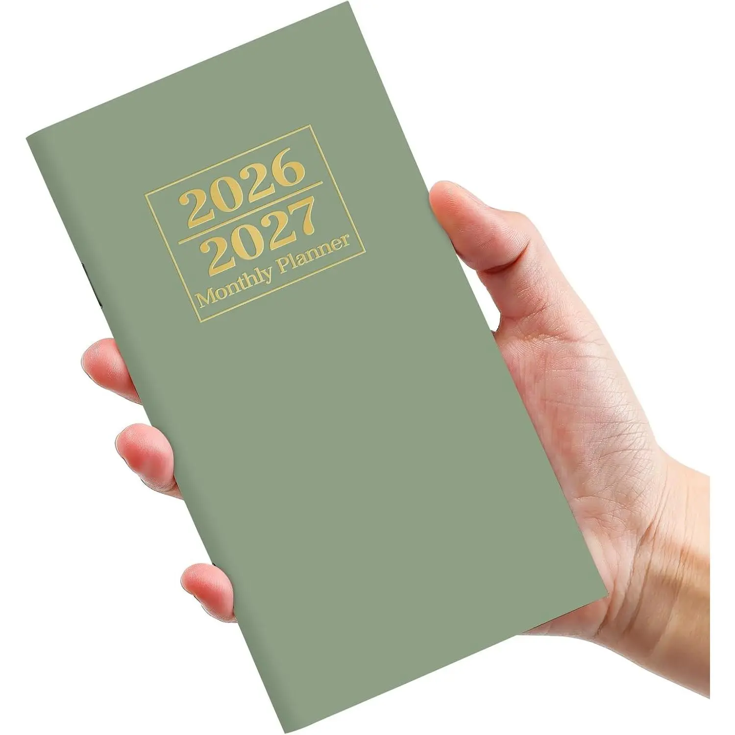 Pocket Calendar 2026-2027 for Purse Two Year Monthly Planner Pocket Small Size Jan 2026 to Dec 2027 (6.5" x 3.5") - Green