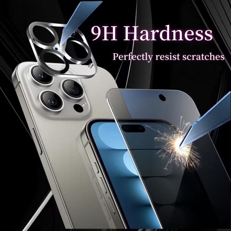 2+2 Bundle] Includes 2 privacy screen protectors and 2 lens protectors Compatible with iPhone 17/16/15/14/13/12/11 Pro Max, 17 Air, 16/15, and 14 Plus Made from anti-glare tempered glass with 9H hardness for scratch resistance and durability