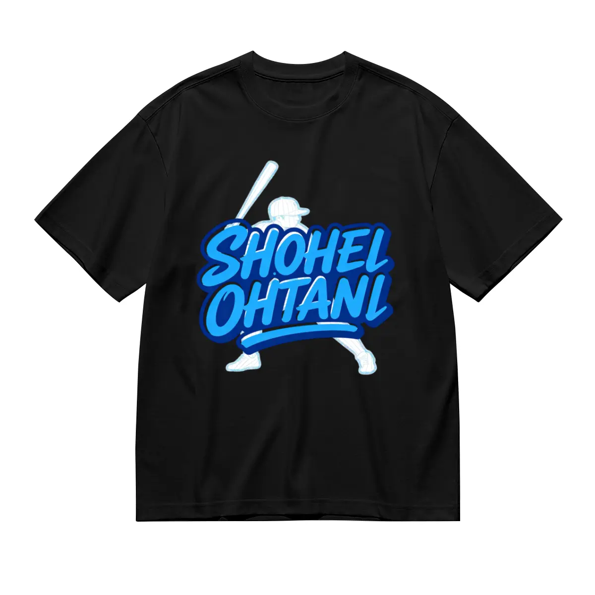 Ohtani baseball short-sleeved shirt, unisex, perfect for summer everyday wear, printed top for baseball enthusiasts. classic fit comfy cotton round neck casual comfortable vintage logo black t-shirt sleeve game day fan