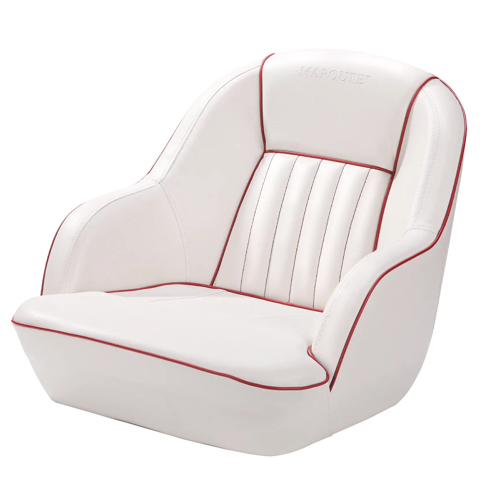 Pontoon Captain's Bucket Boat Seat – Ergonomic High-Back Marine Chair with UV-Resistant Vinyl, High-Density Foam, All-Purpose Fit, Generous Dimensions, Stylish Color Options (White/Blue), Easy Installation for Fishing, Boating