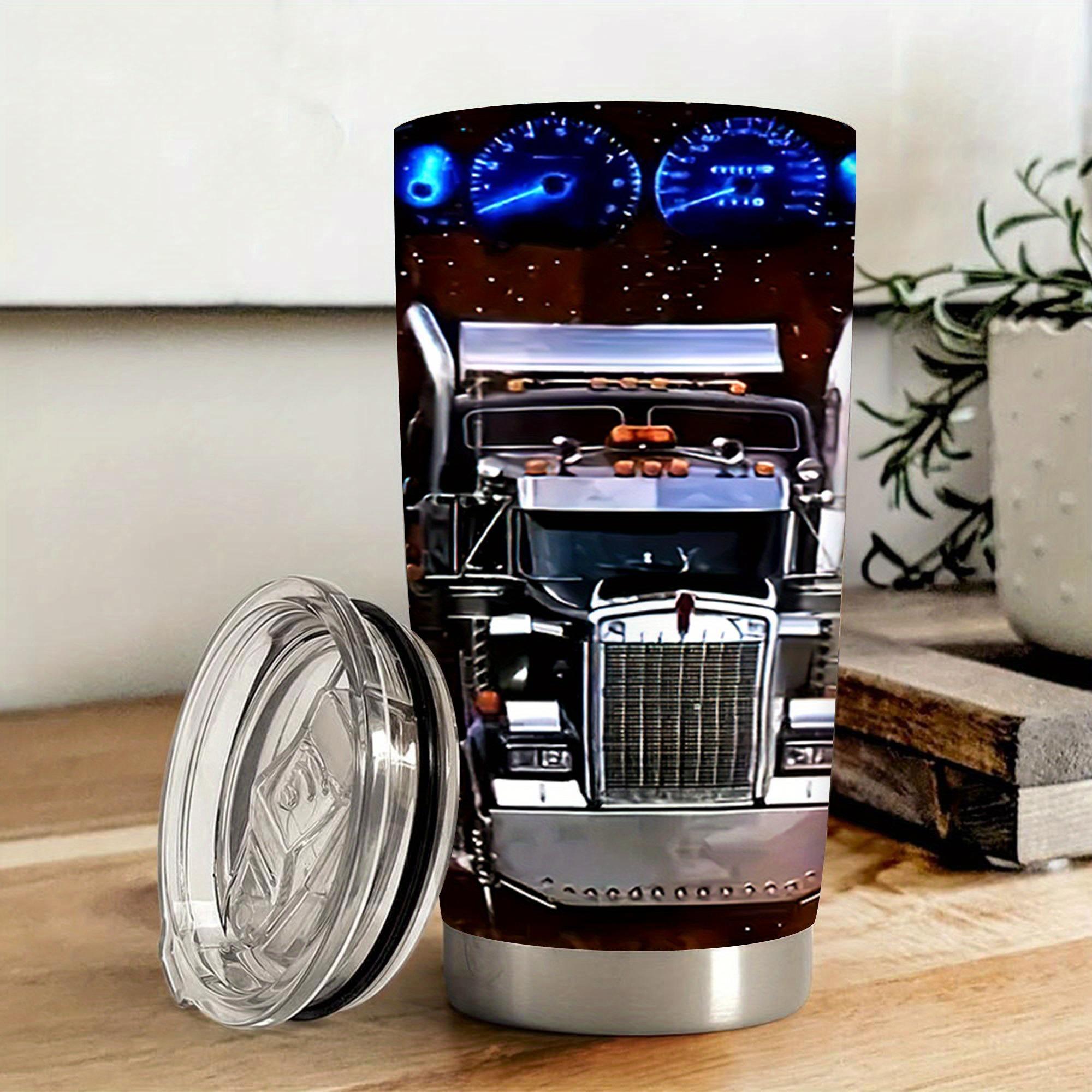 1 20 oz 70 foot and 40 ton semi truck mug, double wall vacuum insulated travel mug, leak proof cover, perfect gift for mom and dad, perfect for Christmas, Thanksgiving, Valentine's Day, Mother's Day, Father's Day, Birthday presents, coffee mugs