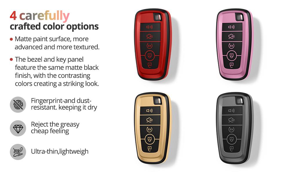 For Ford Key Fob Cover Accessories, Matte TPU Material,With a Cute Leather Keychain,For Explorer F150 Bronco Fion Escape Expedition Mtang Edge And Other Models. (Matte Red, Model1)