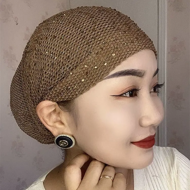 Women's National Knit Beanie Hat - Floral Lace, Hot Drilling Hollow-Out, Embossed, Lightweight, Stretchy Universal Free Size, Casual Daily Female Fashion Accessory