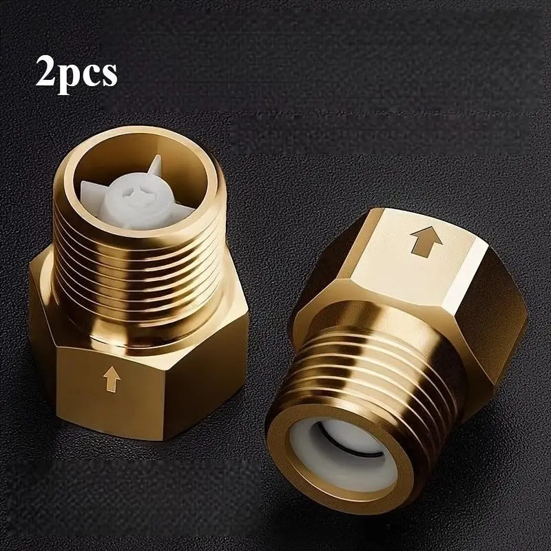 Brass One-Way Check Valve Set of 2, G1/2 Thread Anti-Reflux Water Stop Plug, Anti-Backflow Fitting for Faucets, Tanks, Heaters, RV Plumbing