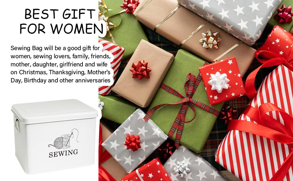 2-Tier Sewing Basket with Removable Tray - Organize Sewing Supplies, Scissors,, Pins & Clips in Style (Black)