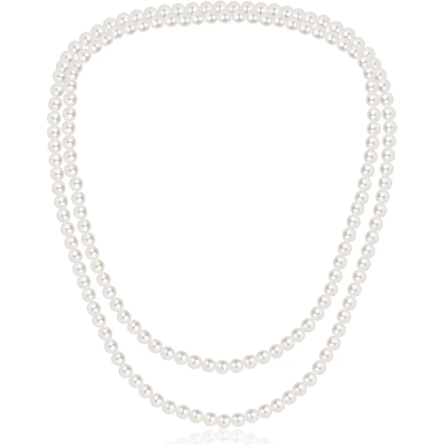 150cm Long  Necklace, 8mm  Necklaces for Women | White Elegant Long  Strand   Pendants for Wedding, Halloween, Costume Party (White)